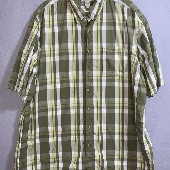 Duluth Trading Co. Men's Green Plaid Button Down Short Sleeve Shirt Sz 2XL-T - Picture 1 of 8